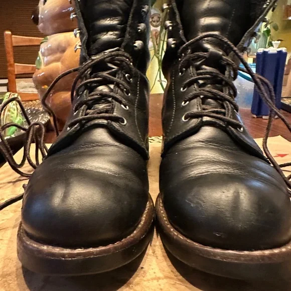 Red Wing Black Leather Boots High-Top Durable - Picture 2 of 8